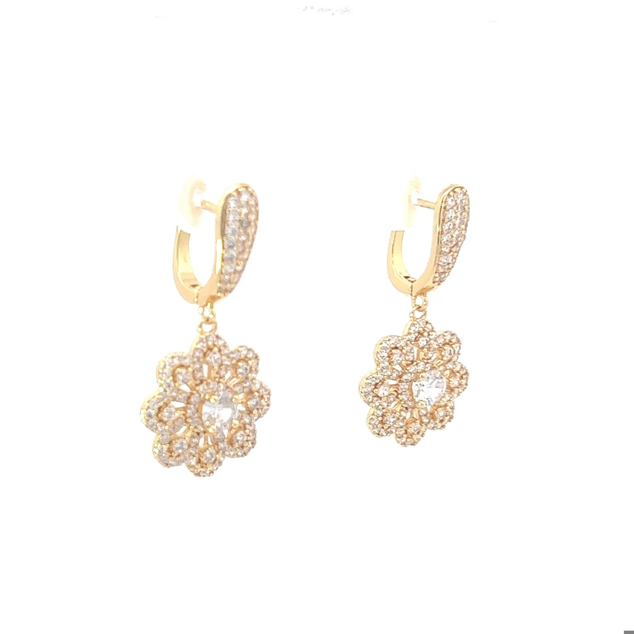 B1472 Bông tai hoa  đính đá baguette SIÊU XINH -UHA Women Nữ