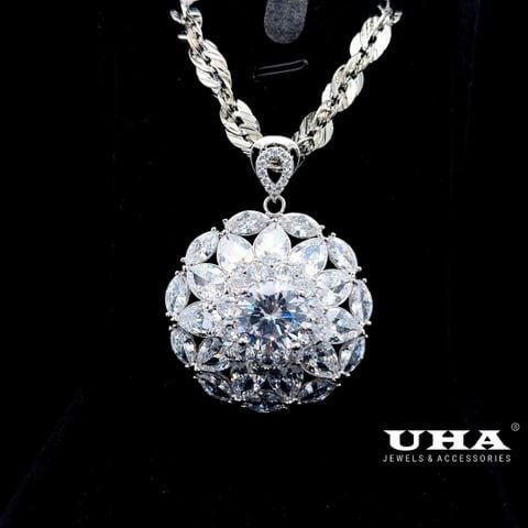 M1621 Mặt và dây chuyền nữ đính đá bagutte cao cấp sáng lấp lánh UHA Women