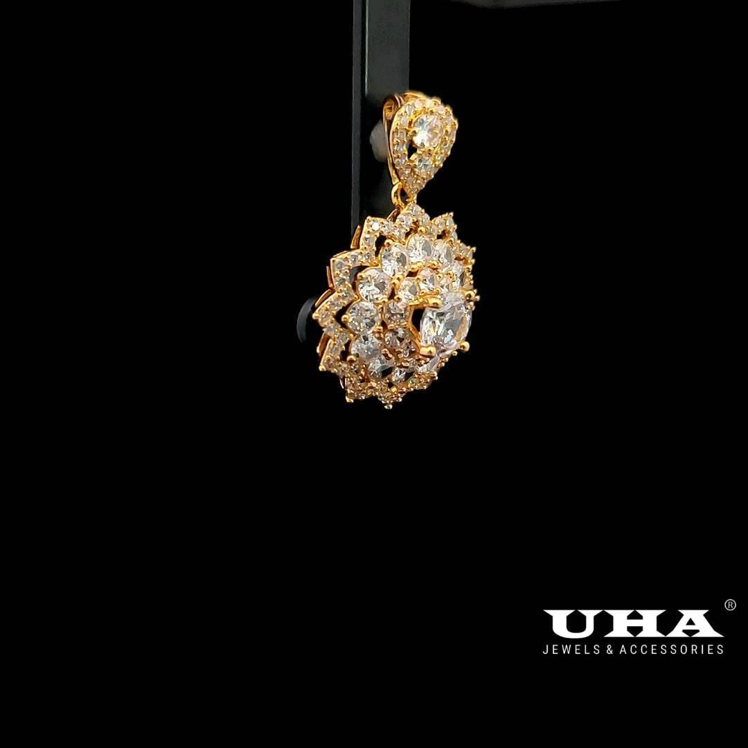 M1598 Mặt VÀ dây chuyền nữ đính đá bagutte CZ cao cấp sáng lấp lánh UHA Women