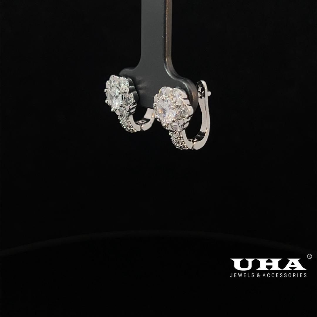 B1434 Bông tai nữ đính đá CZ cao cấp sáng lấp lánh UHA Women Hoa Tai Khuyên Tai