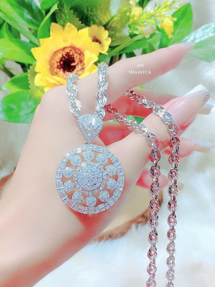 M1448 Mặt dây chuyền đính đá baguette CZ cao cấp bền màu KHÔNG KÈM DÂY Women