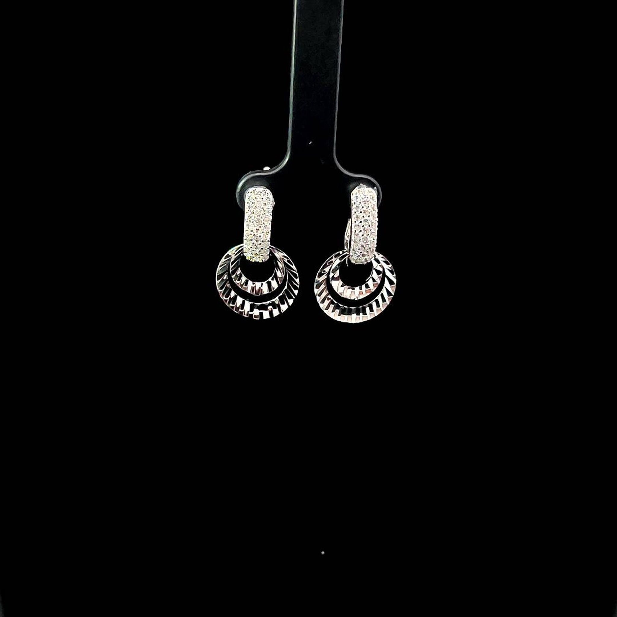 B1573 Bông tai nữ đính đá tấm CZ cao cấp,chui cài chắc chắn, sáng lấp lánh UHA Women
