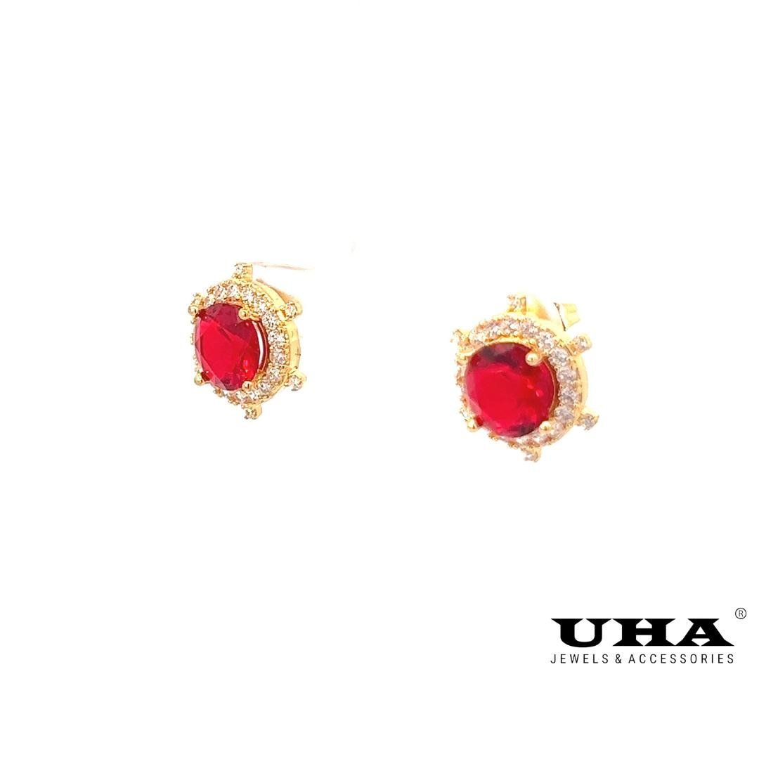 B1362 Bông tai nữ đá màu đính đá CZ cao cấp sáng lấp lánh UHA Voi Women