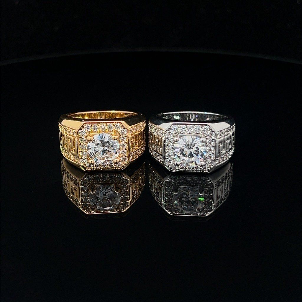 N1212 Nhẫn nam đính đá CZ khắc họa tiết đẹp mắt sang trọng UHA