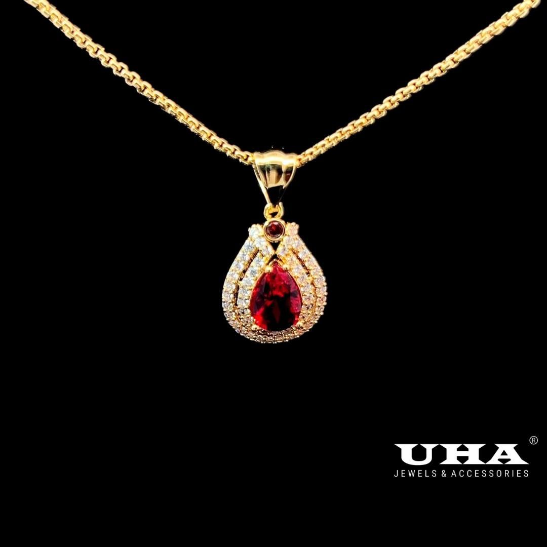 M1632 Mặt và dây chuyền đình đá màu phong thủy cao cấp sang trọng tinh tế UHA Trang Sức Jewelry Women