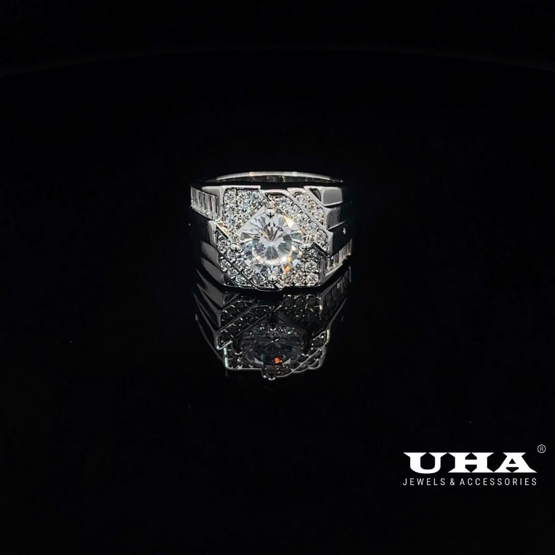 N1215 Nhẫn nam có lót lòng đính đá CZ cao cấp sáng lấp lánh UHA
