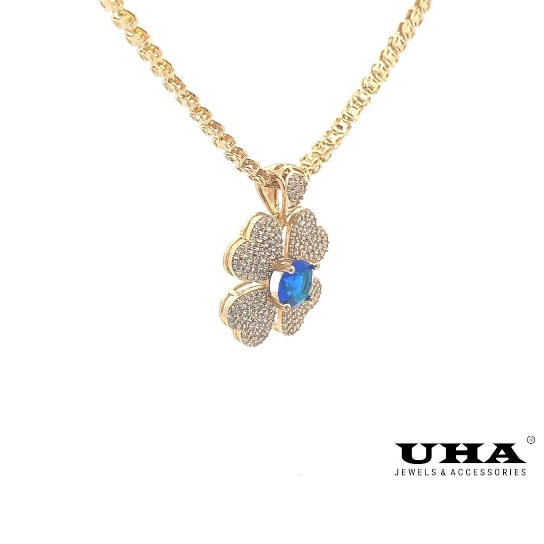 M357 Mặt và Dây chuyền nữ thiết kế bông hoa nhụy xanh sang trọng cao cấp UHA Voi Charm
