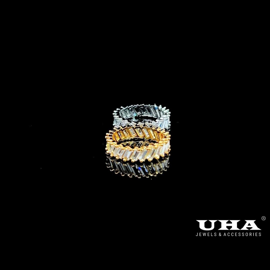 Nhẫn Unisex N1278 đính đá bagutte cao cấp sáng lấp lánh UHA