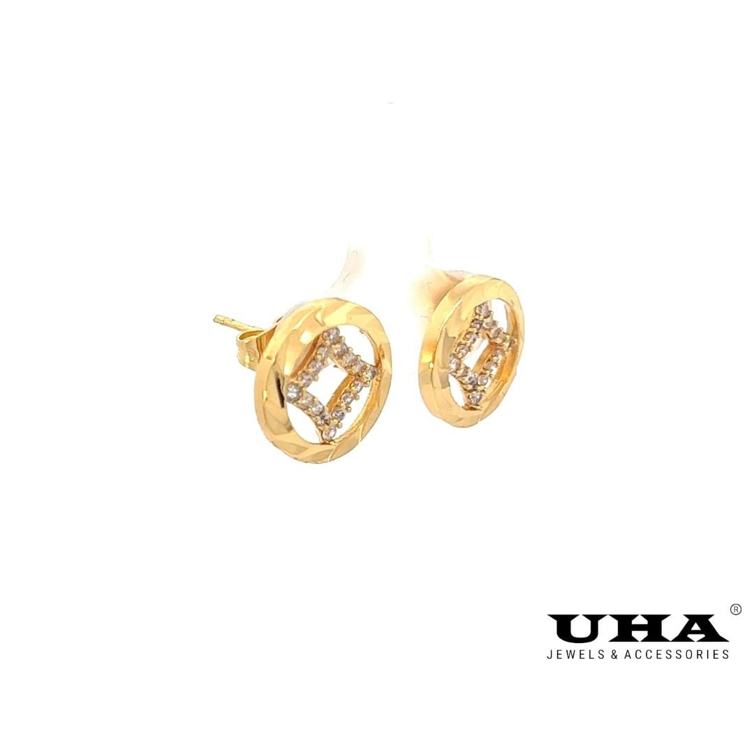 B1346 Bông tai nữ đính đá CZ cao cấp thiết kế bền màu UHA Voi Women