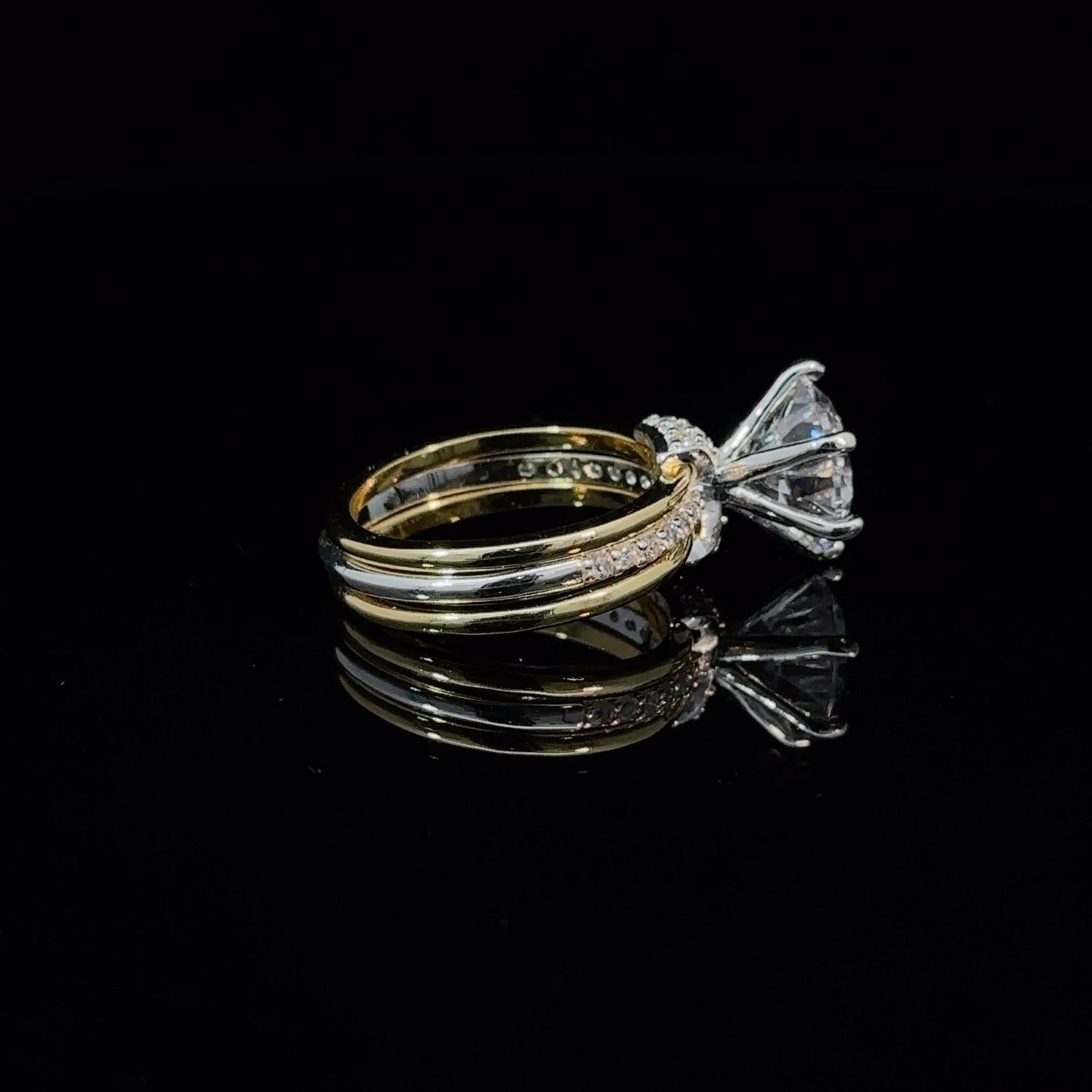 N936 Nhẫn nữ 3trong1 đính da CZ thiết kế đơn giản trẻ trung sang trọng UHA Women