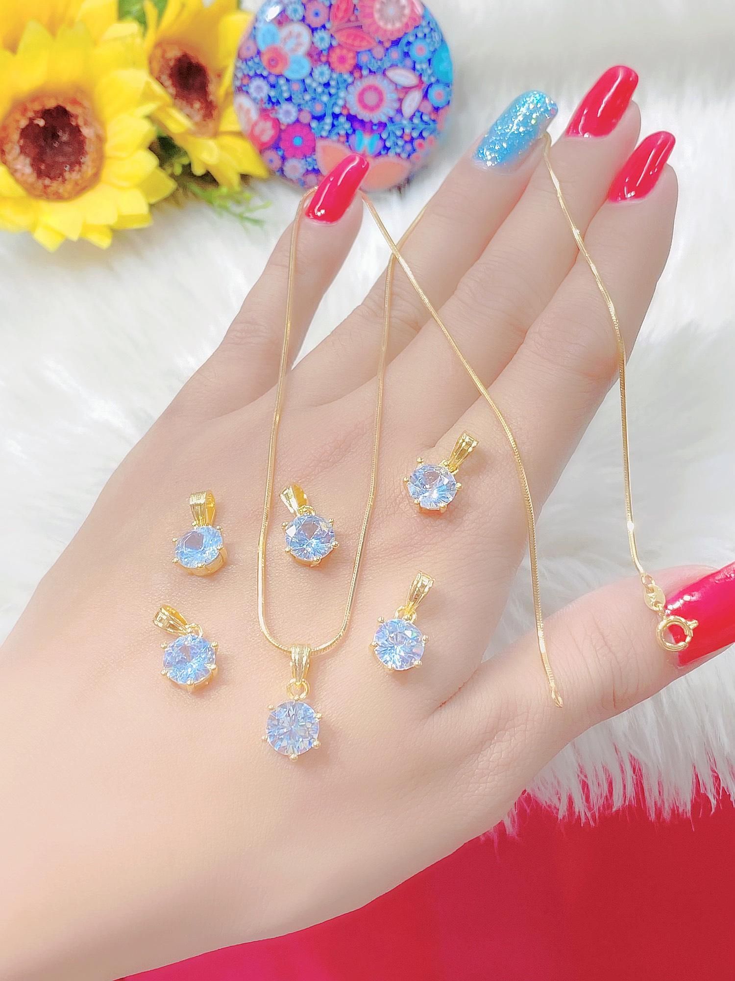 M1132 Dây Chuyền Kèm Mặt Tròn 6 Chấu UHA kiểu dáng sang trọng(mặt+dây) Women Nữ Trang Sức