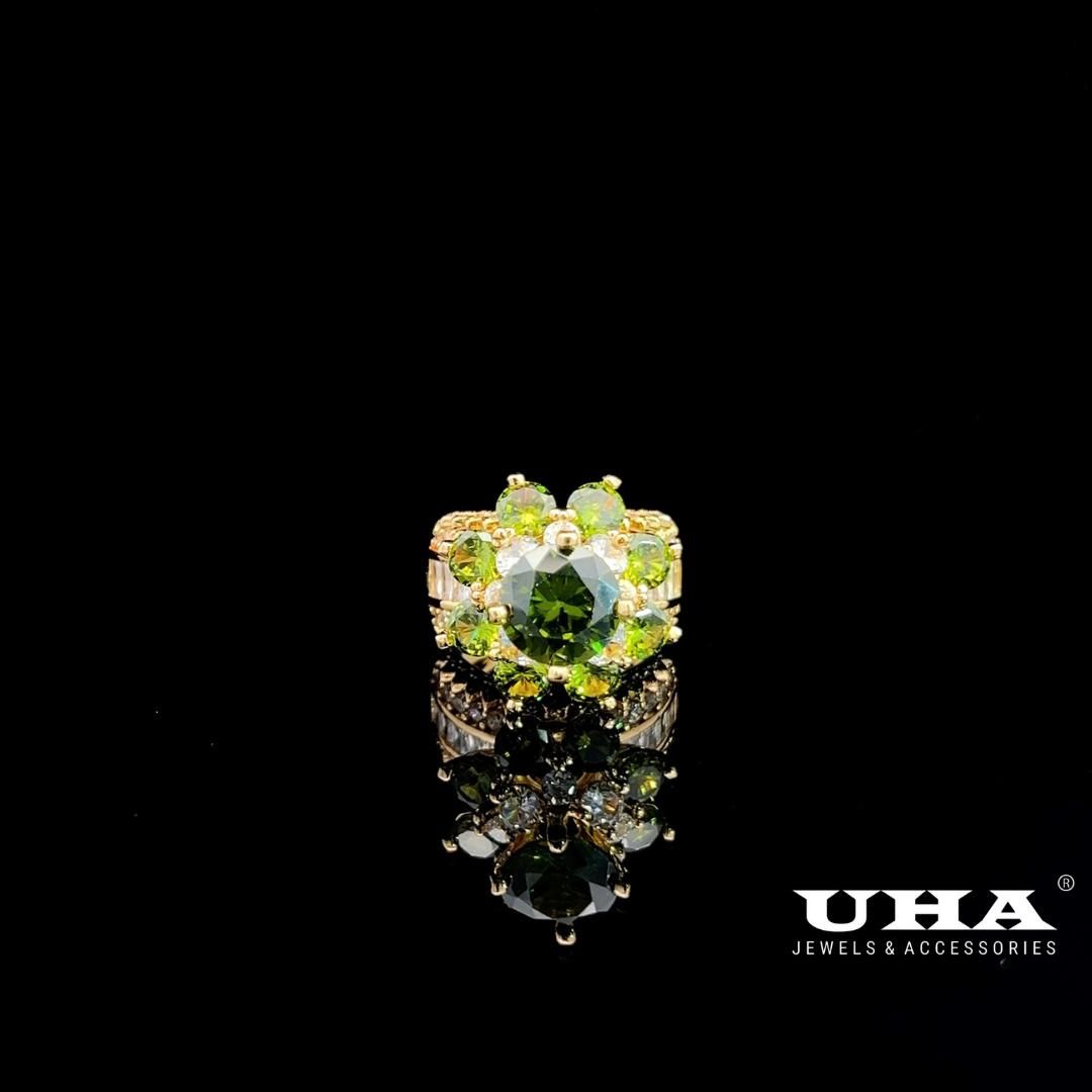 N532 Nhẫn nữ đính đá màu phong thủy cao cấp sáng lấp lánh UHA Women