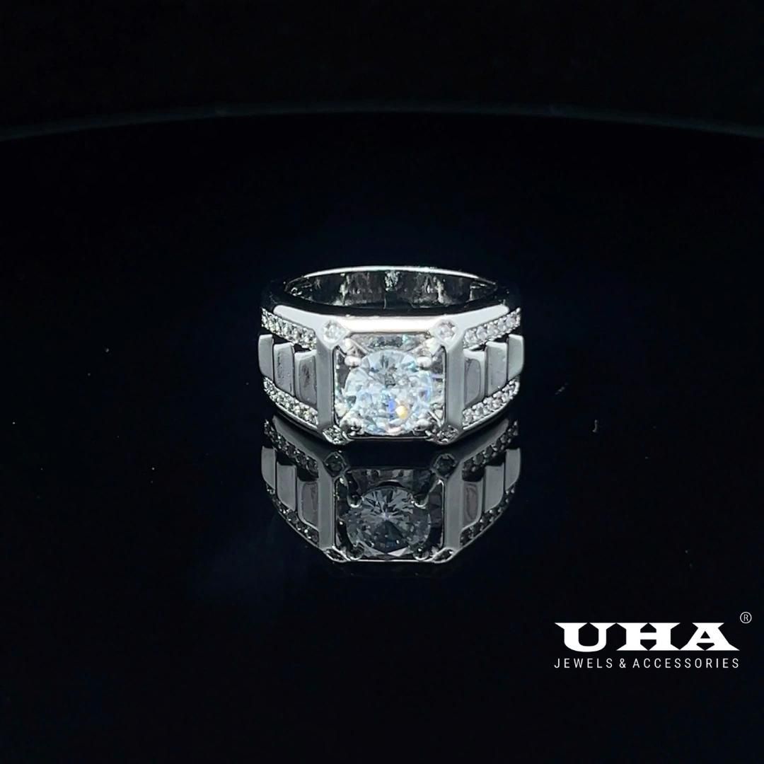 N1229 Nhẫn nam có lót lòng đính đá CZ cao cấp thiết kế sang trọng UHA