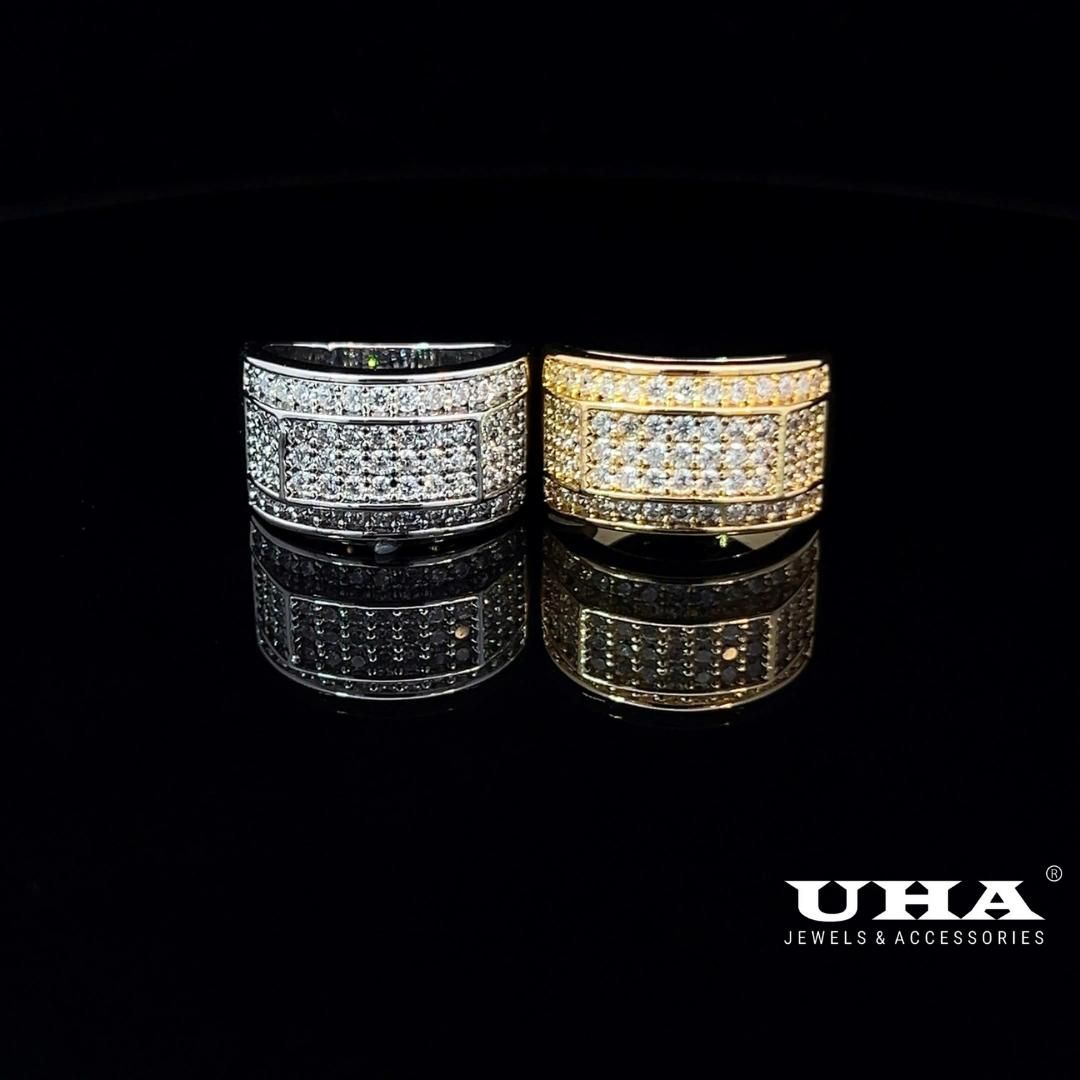 N702 Nhẫn nam đính đá tấm cao cấp sáng lấp lánh UHA Nhẫn