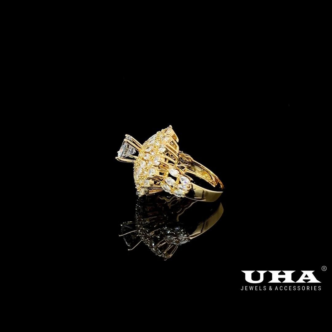 N663 Nhẫn nữ đính đá bagutte cao cấp sáng lấp lánh UHA Women