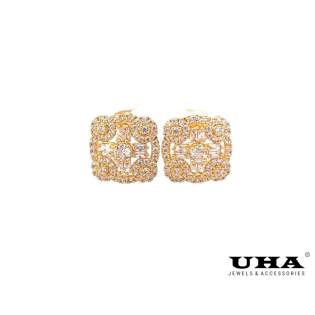 B1485 Bông tai nữ đính đá baguette sáng lấp lánh UHA Women Voi