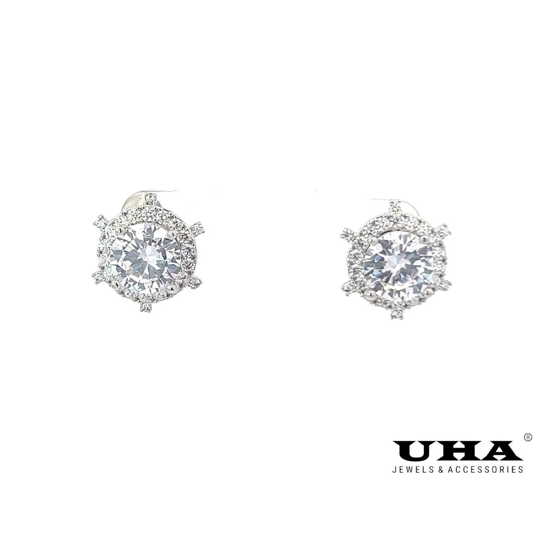 B1362 Bông tai nữ đá màu đính đá CZ cao cấp sáng lấp lánh UHA Voi Women