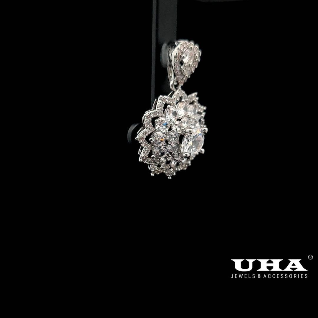 M1598 Mặt VÀ dây chuyền nữ đính đá bagutte CZ cao cấp sáng lấp lánh UHA Women