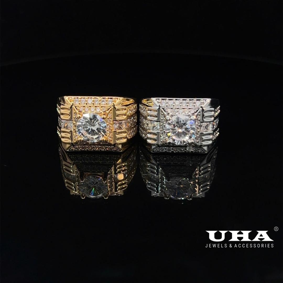 N1196 Nhẫn nam có lót lòng đính đá CZ cao cấp thiết kế sang trọng UHA