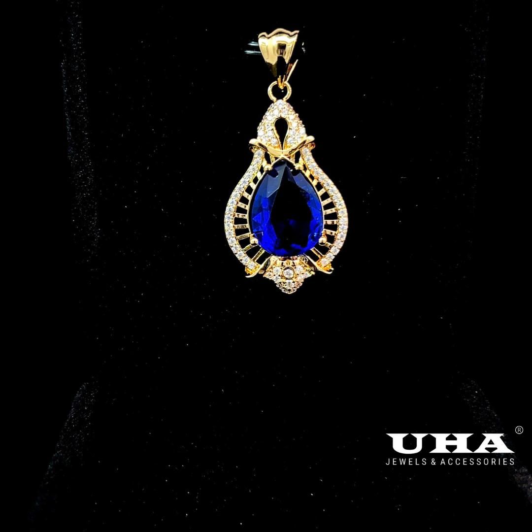 M1627 Mặt và dây chuyền đính dá CZ cao cấp thiết kế đá màu phong thủy sang trọng UHA