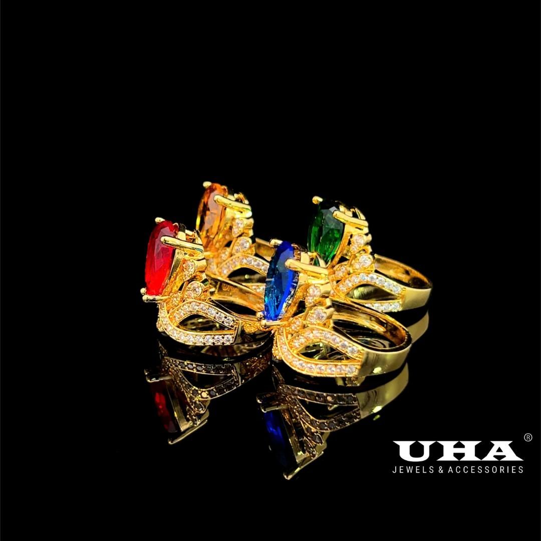 N703 Nhẫn nữ đính đá ovan màu phong thủy cao cấp UHA Women