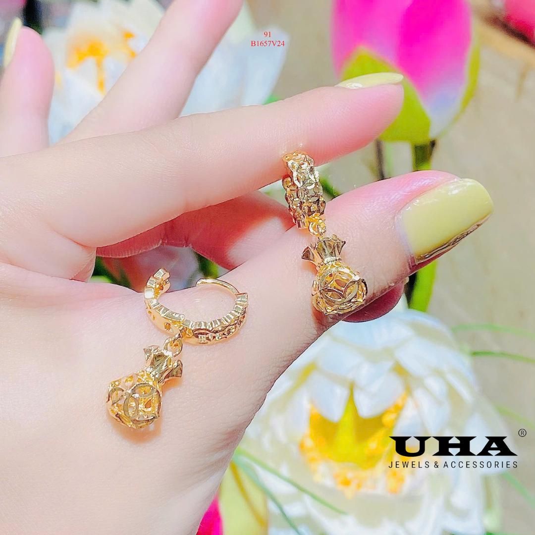 B1657 Bông tai nữ thiết kế kim tiền trẻ trung cá tính nhẹ nhàng UHA