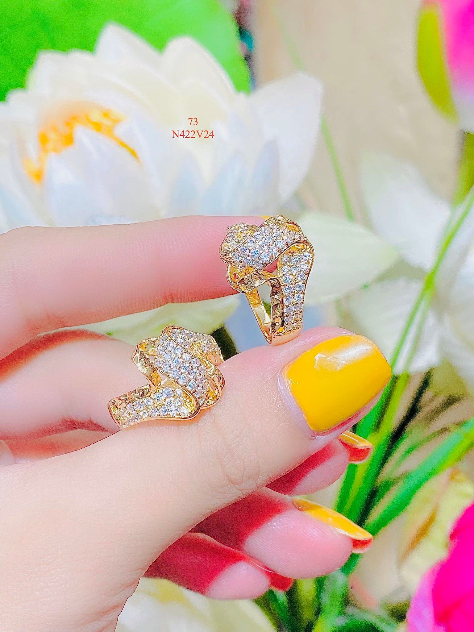 N422 - Nhẫn nữ đính đá CZ  cao cấp siêu bền màu sang trọng