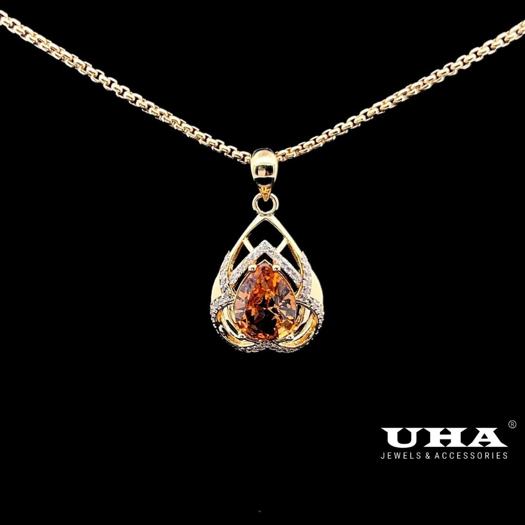 M1626 Mặt và dây chuyền đình đá màu phong thủy cao cấp sang trọng tinh tế UHA