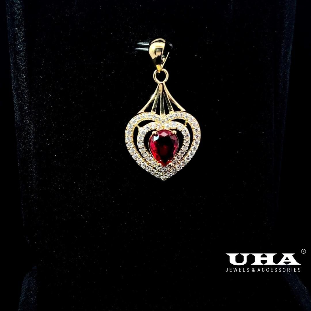 M1633 Mặt và dây chuyền đính đá CZ cao cấp thiết kế đá màu phong thủy sang trọng UHA