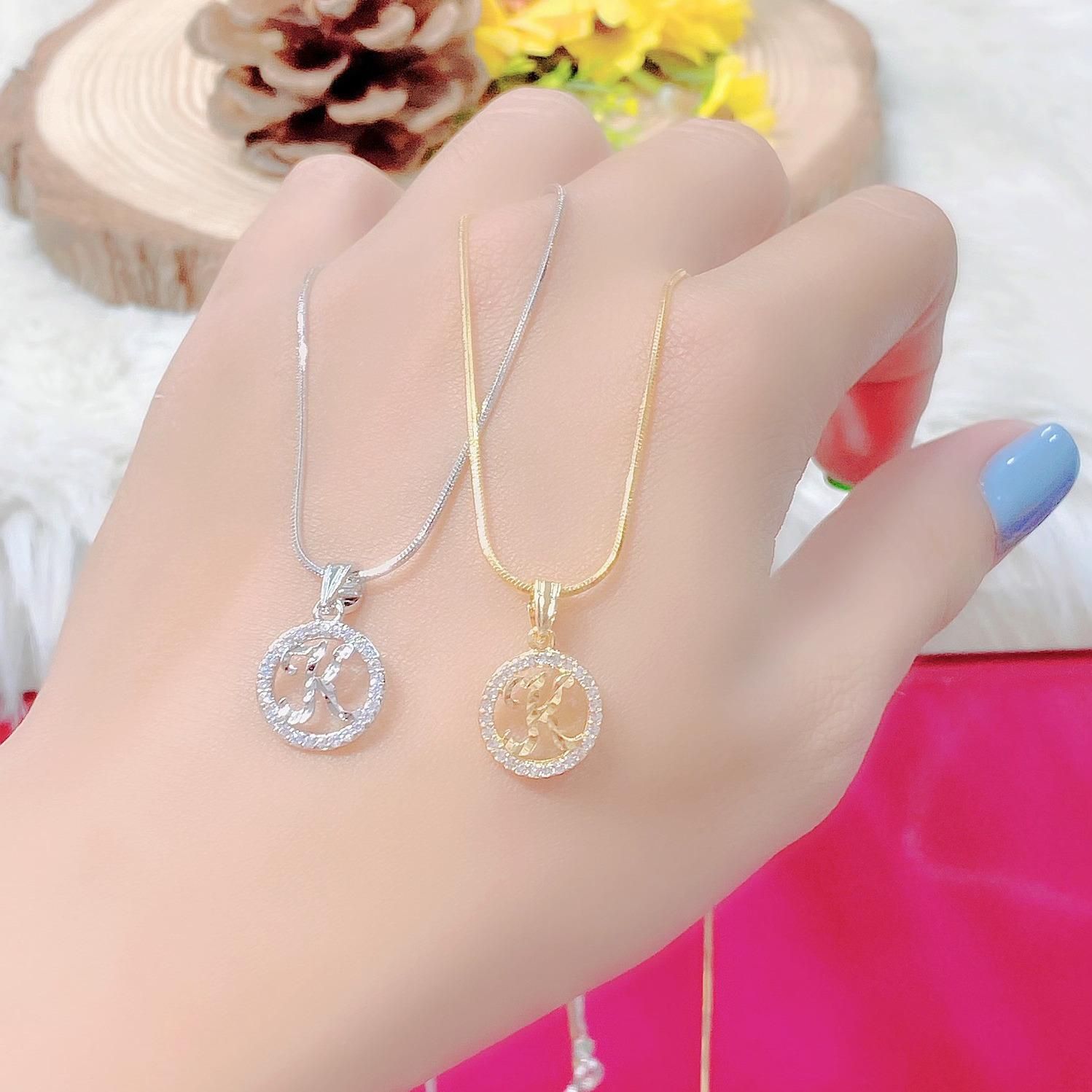M1345-Mặt dây chuyền chữ cái đơn giản (không kèm dây)-UHA Women Dây Chuyền Nữ Trang Sức