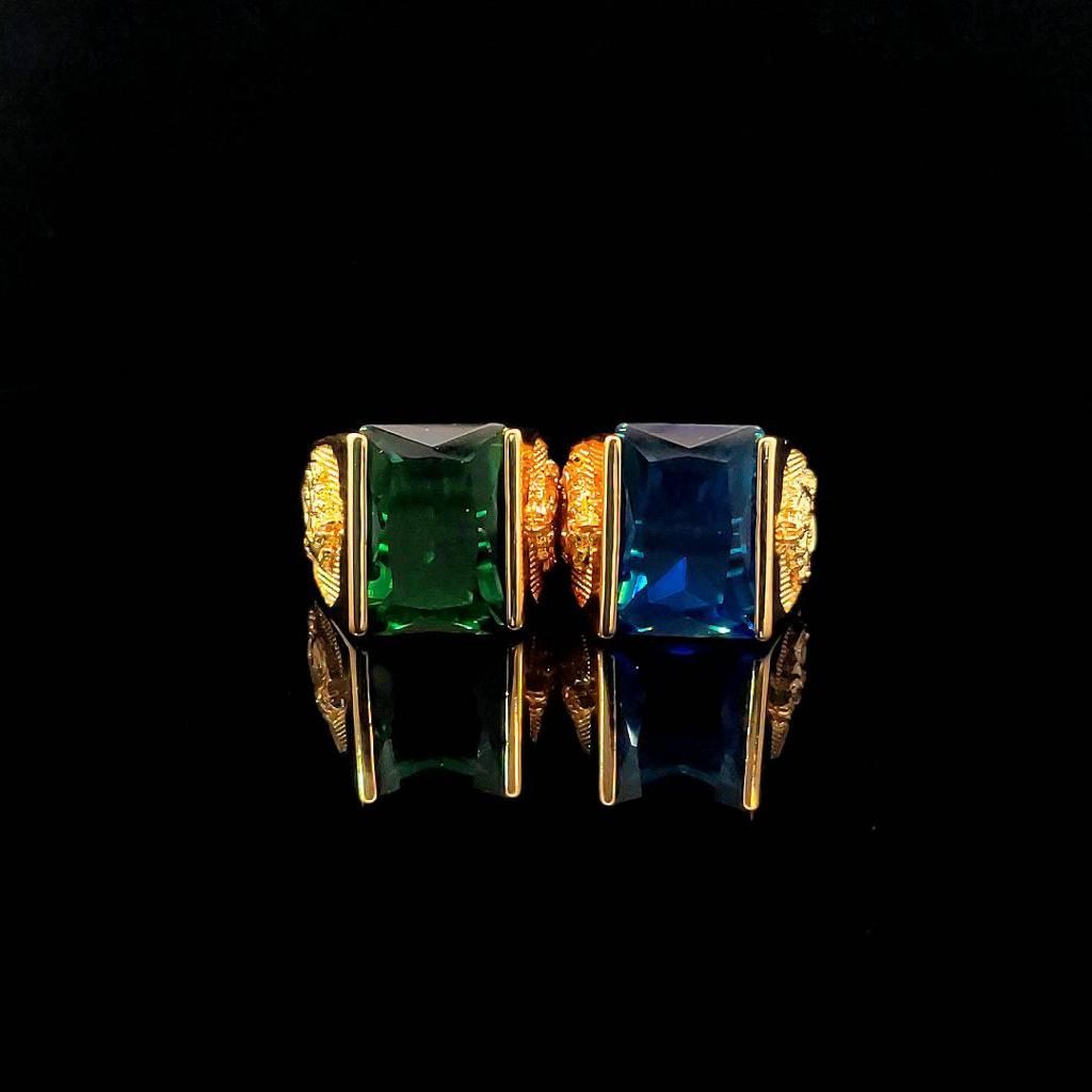 Nhẫn 81 Xi Mặt Chữ Nhật Phong Thủy Đá Màu N81