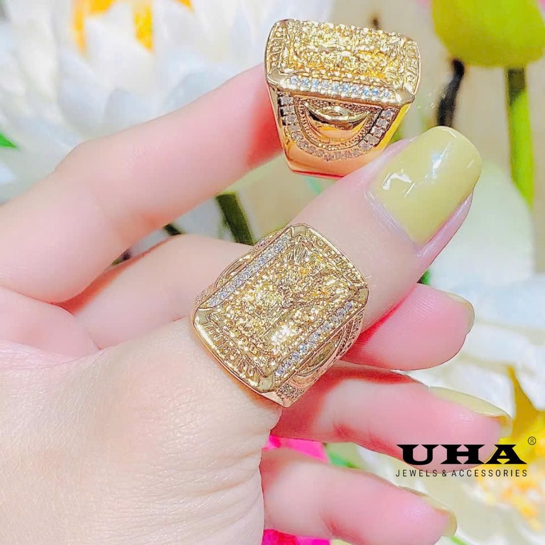 N1194 Nhẫn nam có lót lòng đính đá CZ cao cấp thiết ké hình phật sang trọng UHA