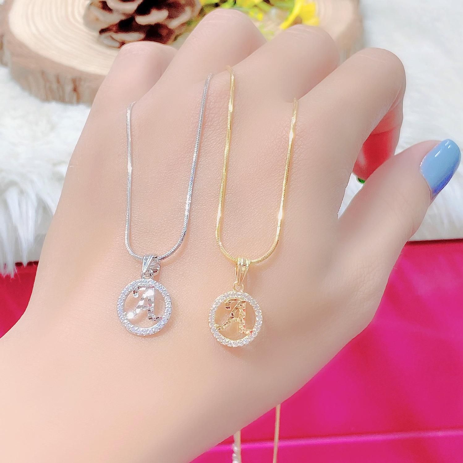 M1345-Mặt dây chuyền chữ cái đơn giản (không kèm dây)-UHA Women Dây Chuyền Nữ Trang Sức