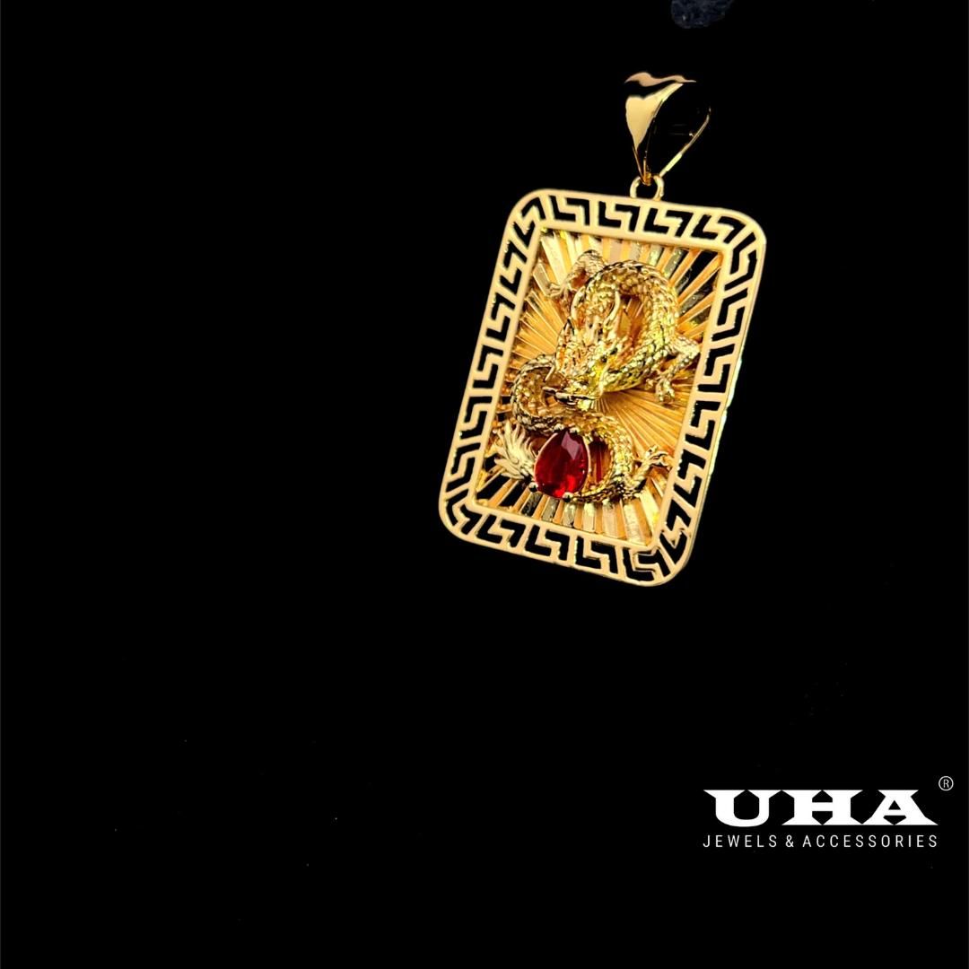 M1669 Mặt và dây chuyền nam đính rồng đính đá trái tim cao cấp sang trọng UHA