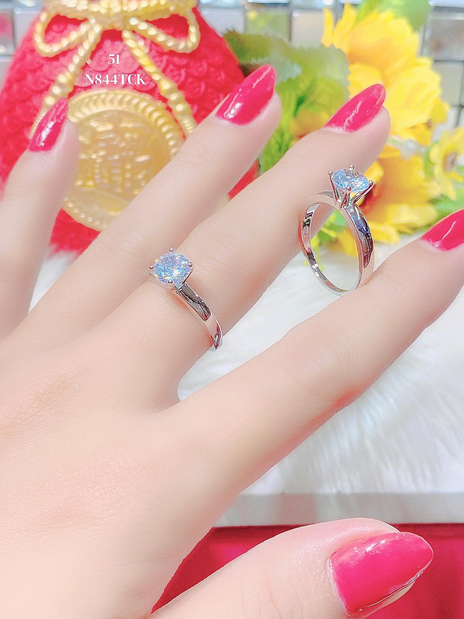 N844 Nhẫn nữ 4 chấu đính xoàn  cao cấp siêu bền màu