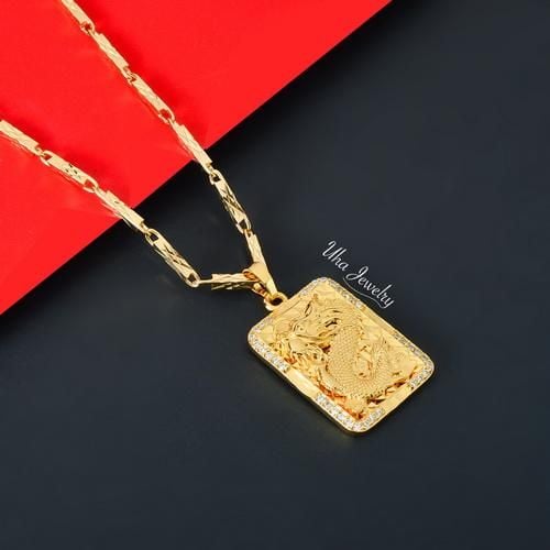 M579 Mặt Dây Chuyền Khoen Lật Mặt Rồng  Cao Cấp KHÔNG KÈM DÂY Women