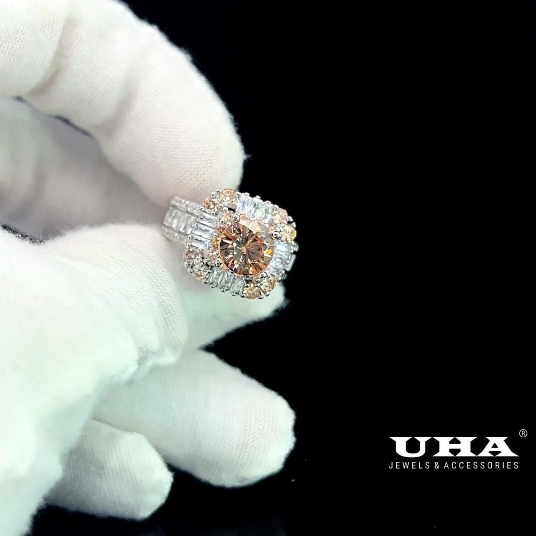 N719 Nhẫn nữ đính đá bagutte cao cấp sáng lấp lánh UHA