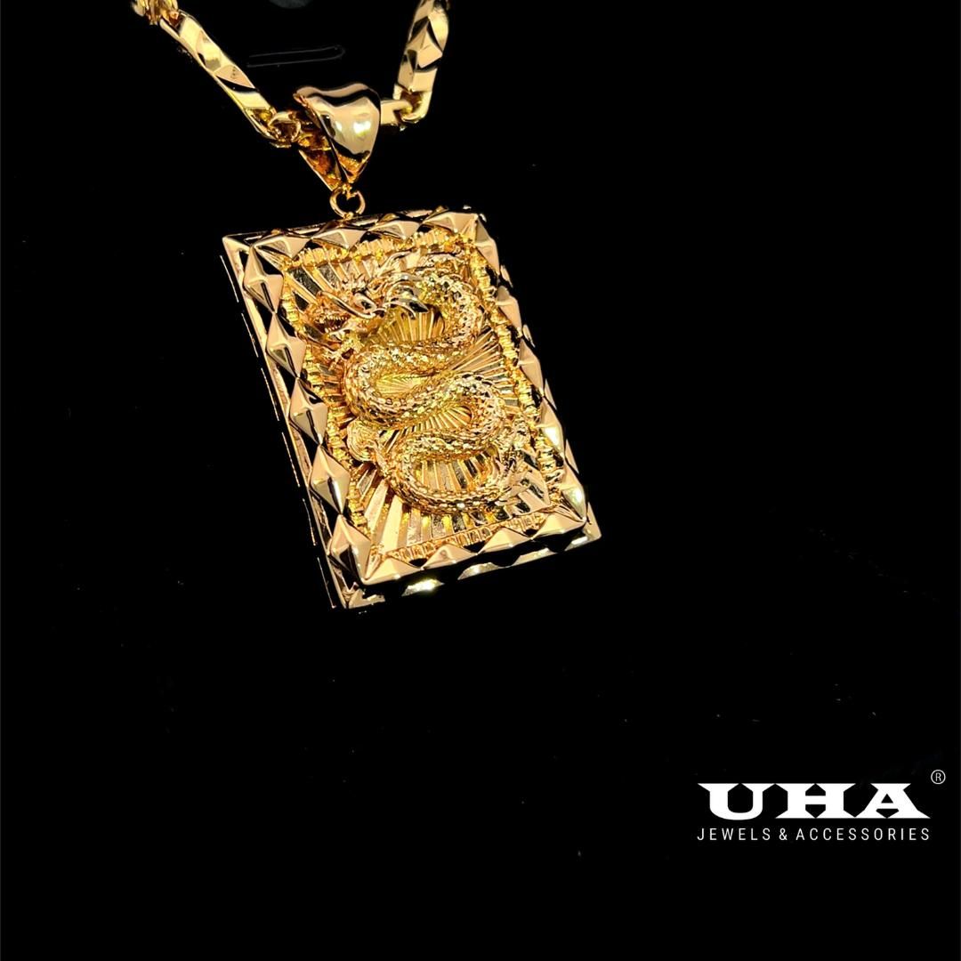 M1672 Mặt và dây chuyền nam đính  rồng chạm khắc tinh tế sang trọng UHA