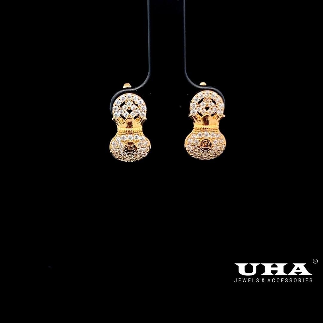 B1644 Bông tai nữ thiết kế kiểu túi $ đính đá sáng lấp lánh UHA- TẶNG KÈM HỘP Women Hoa Tai