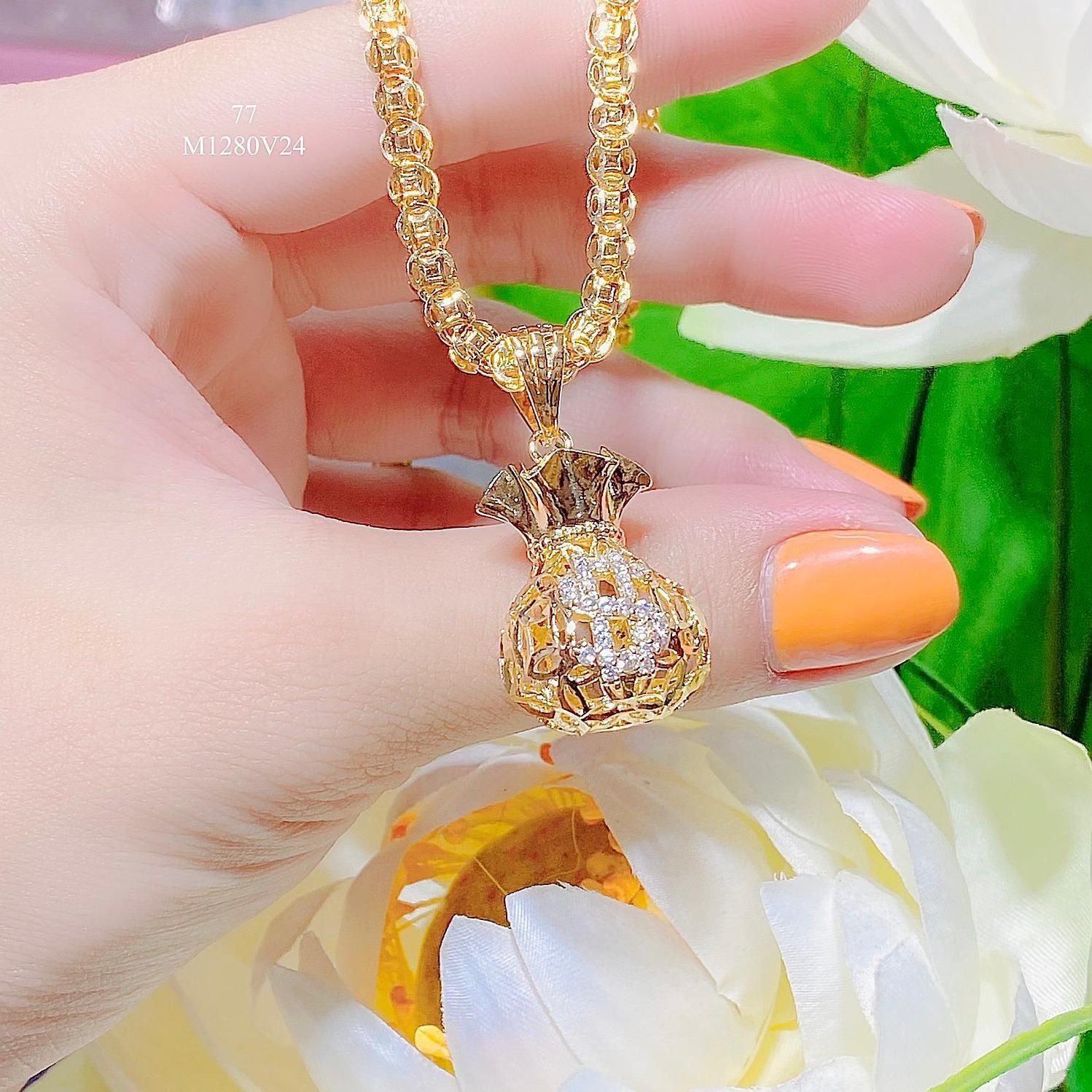Mặt dây chuyền nữ  kiểu TÚI TIỀN $ sang trọng KÈM DÂY Women Trang Sức Jewelry