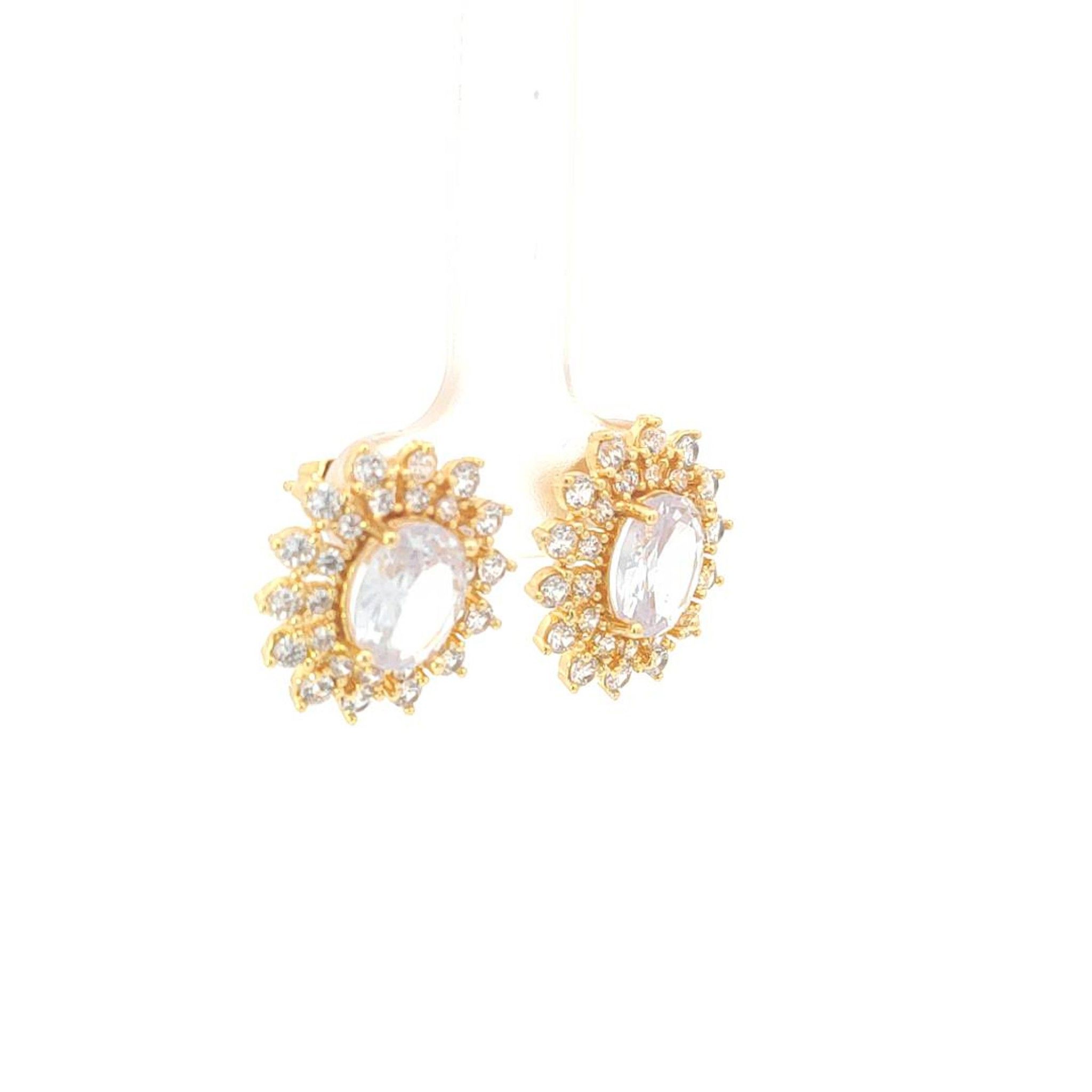 B1514 Bông tai nữ đính đá oval sáng lấp lánh UHA Women Hoa Tai Voan Voi