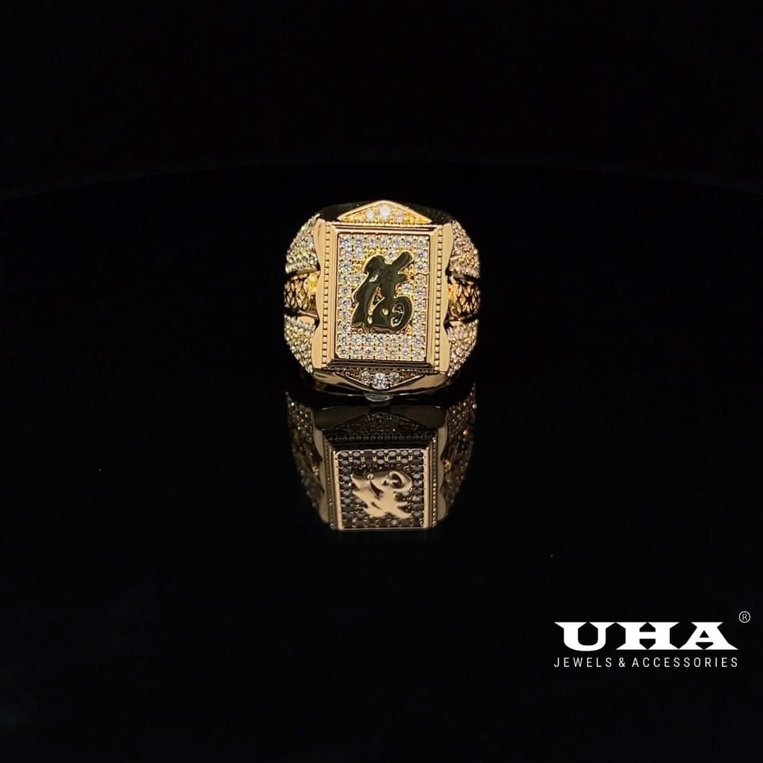 N1211 Nhẫn nam chạm khắc chữ thiết kế sang trọng có lót lòng UHA