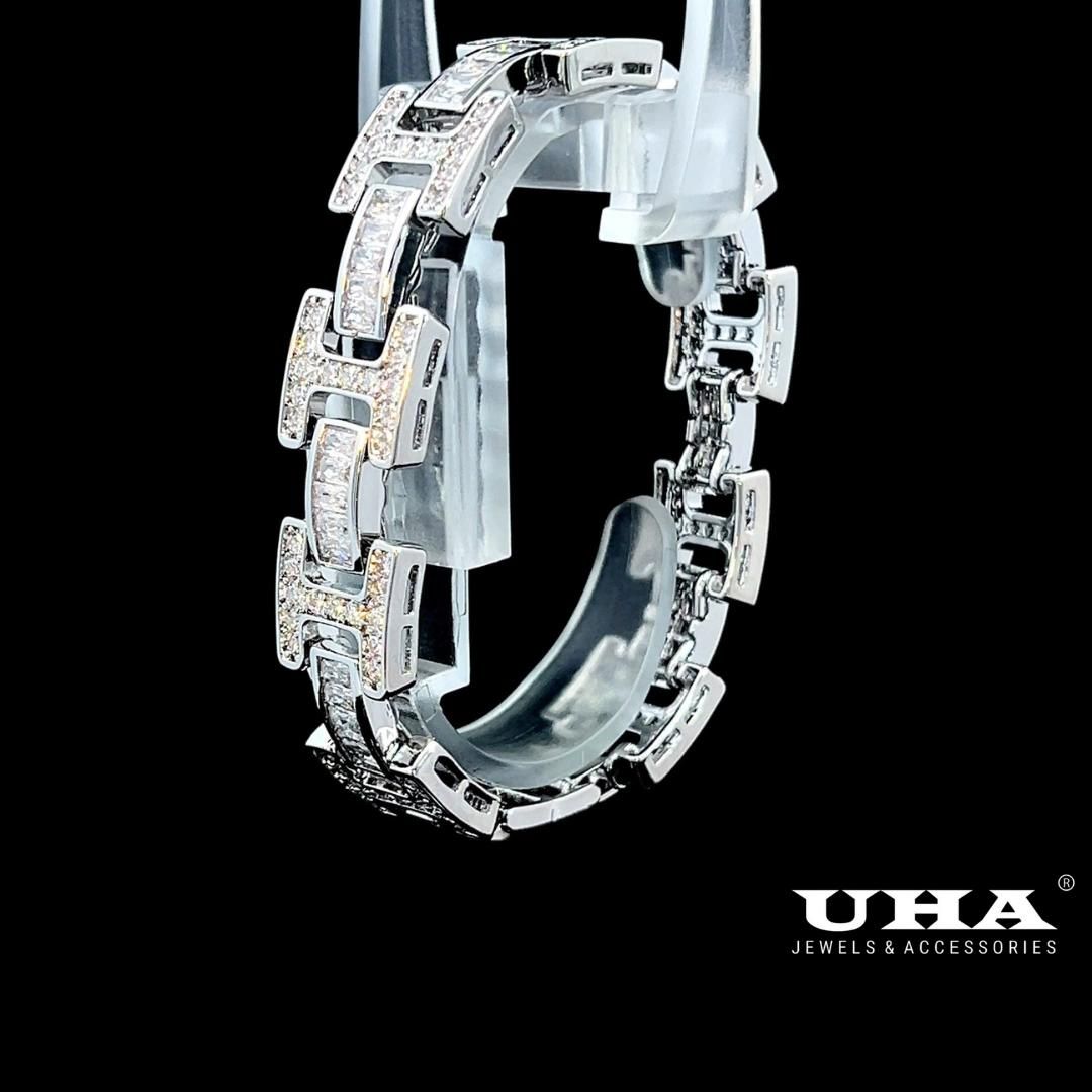 L535 Lắc tay unisex thiết kế sang trọng, đính đá bagutte cao cấp Phụ Kiện