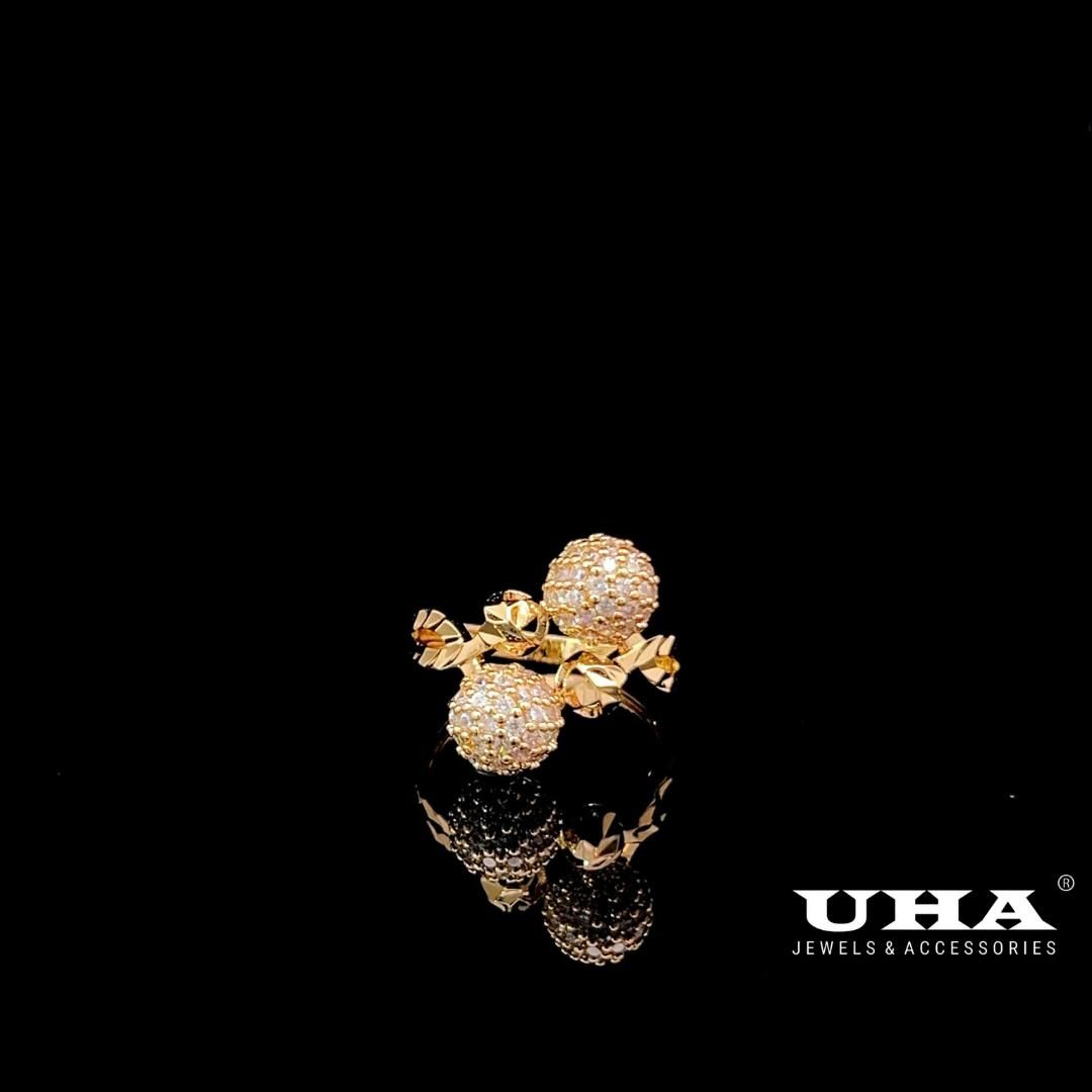 N595 Nhẫn nữ trái châu chạm khắc tinh tế đơn giản trẻ trung UHA Women