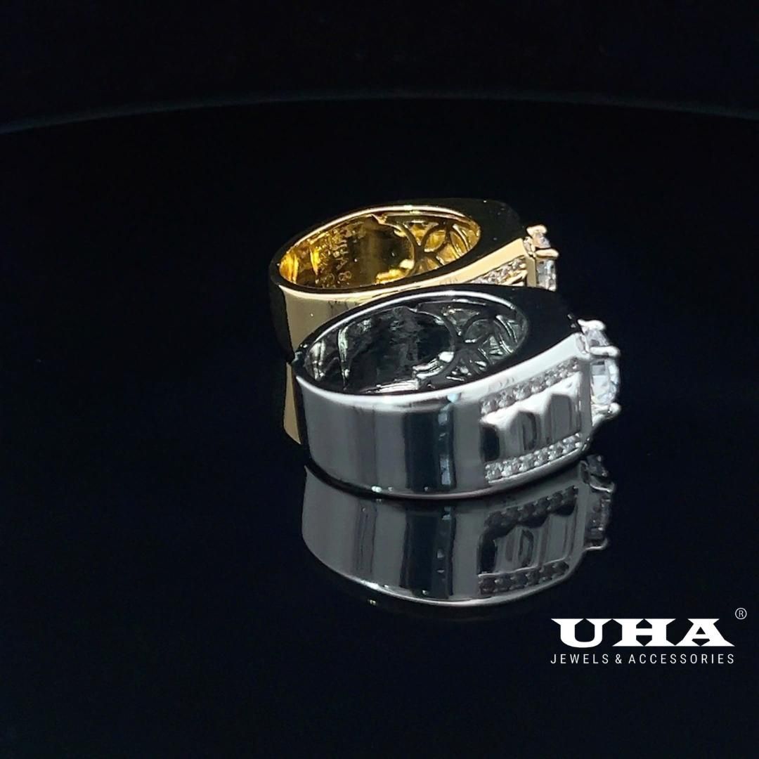 N1229 Nhẫn nam có lót lòng đính đá CZ cao cấp thiết kế sang trọng UHA