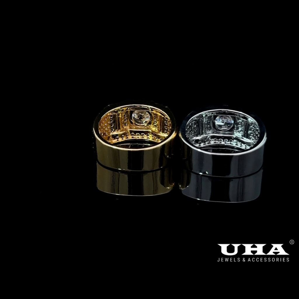 N100 Nhẫn nam mạ đính đá CZ cao cấp, phong cách sang trọng UHA