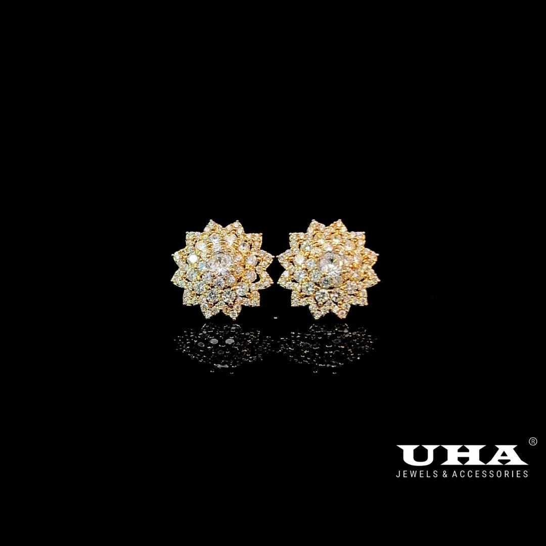 B1655 Bông tai nữ đính đá cao cấp sáng lấp lánh UHA- tặng kèm hộp đựng