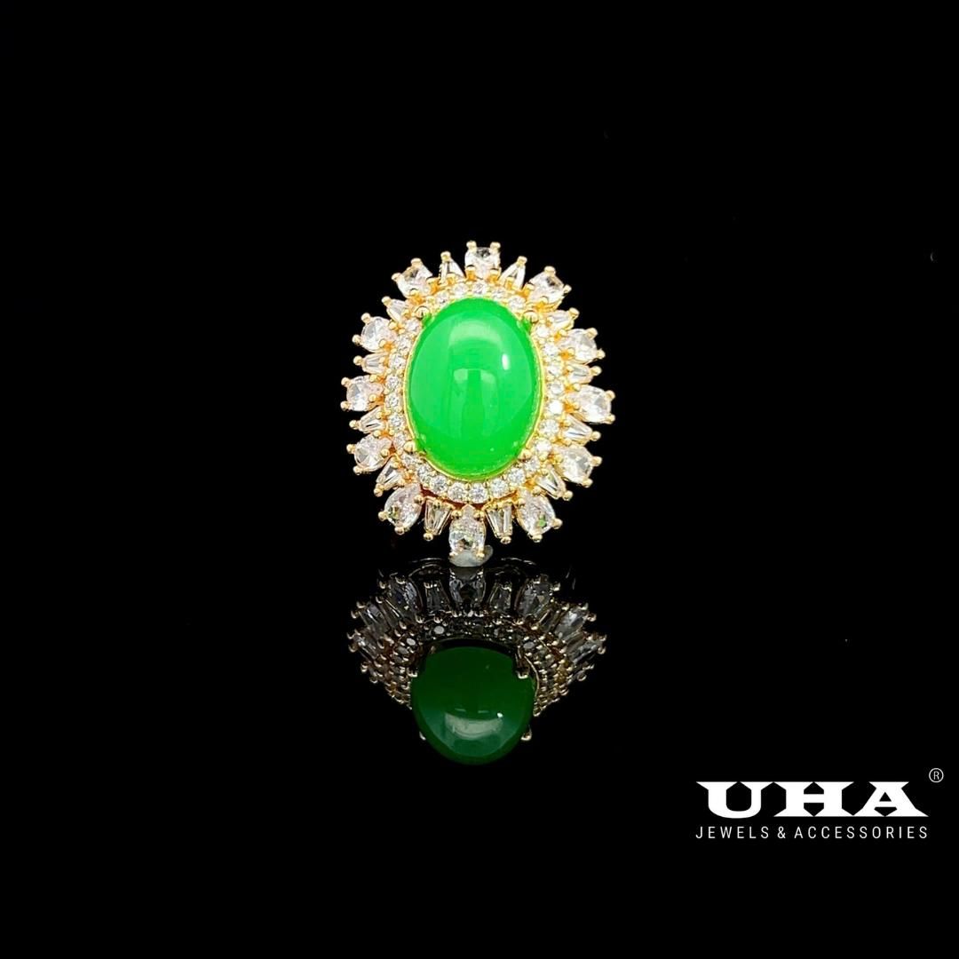 N906 Nhẫn nữ đính đá màu phong thủy cao cấp sáng lấp lánh UHA