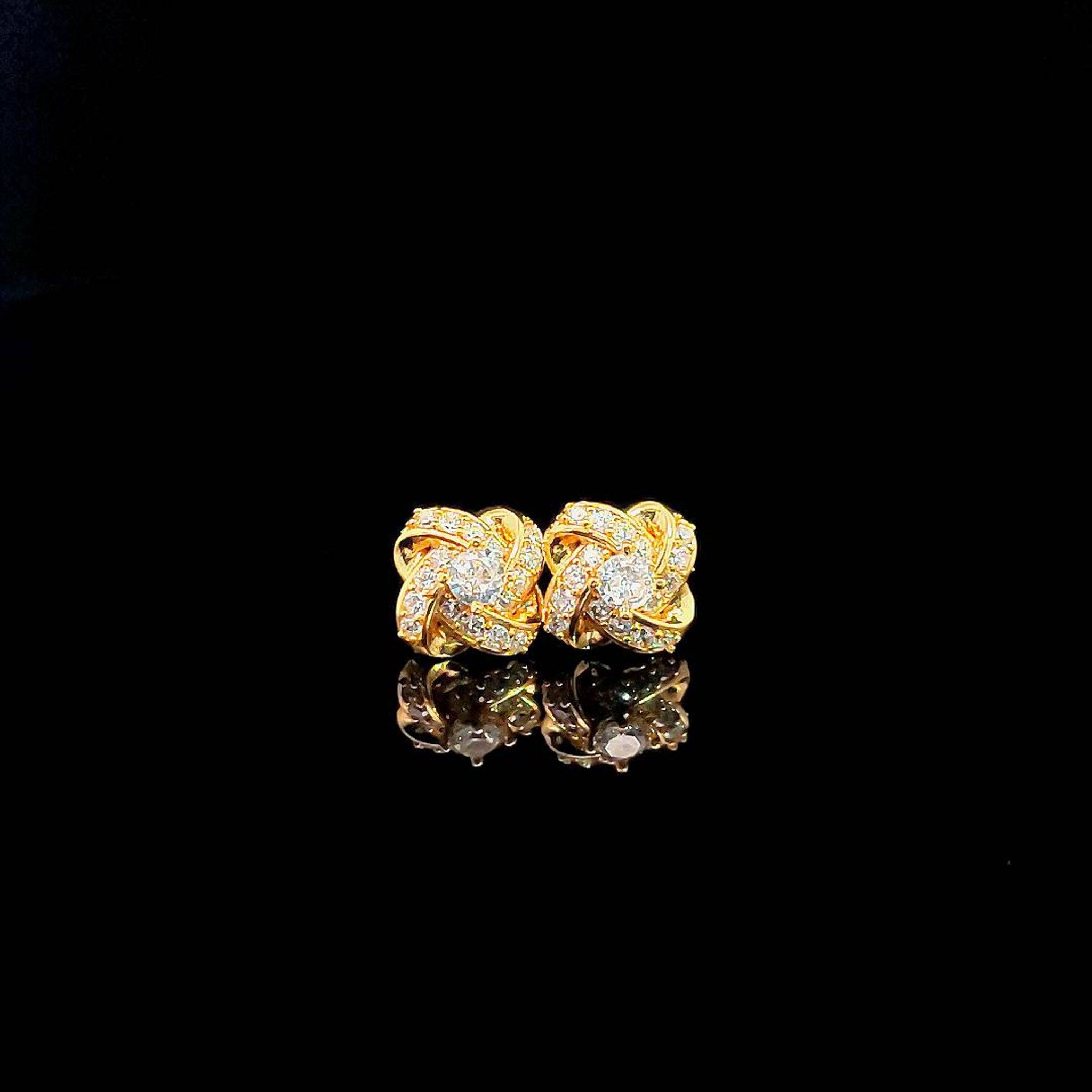 B1473 Bông tai nữ kiểu nơ đính đá CZ sáng lấp lánh UHA Women Hoa Tai Voan Voi