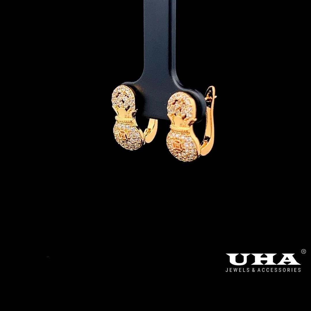 B1644 Bông tai nữ thiết kế kiểu túi $ đính đá sáng lấp lánh UHA- TẶNG KÈM HỘP Women Hoa Tai